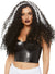 Women's Long Curly Black and White Streak Costume Wig Front View