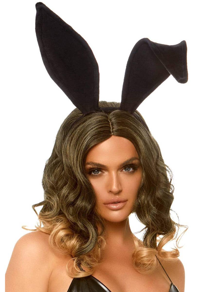 Black Velvet Bendable Bunny Rabbit Costume Ears Headband