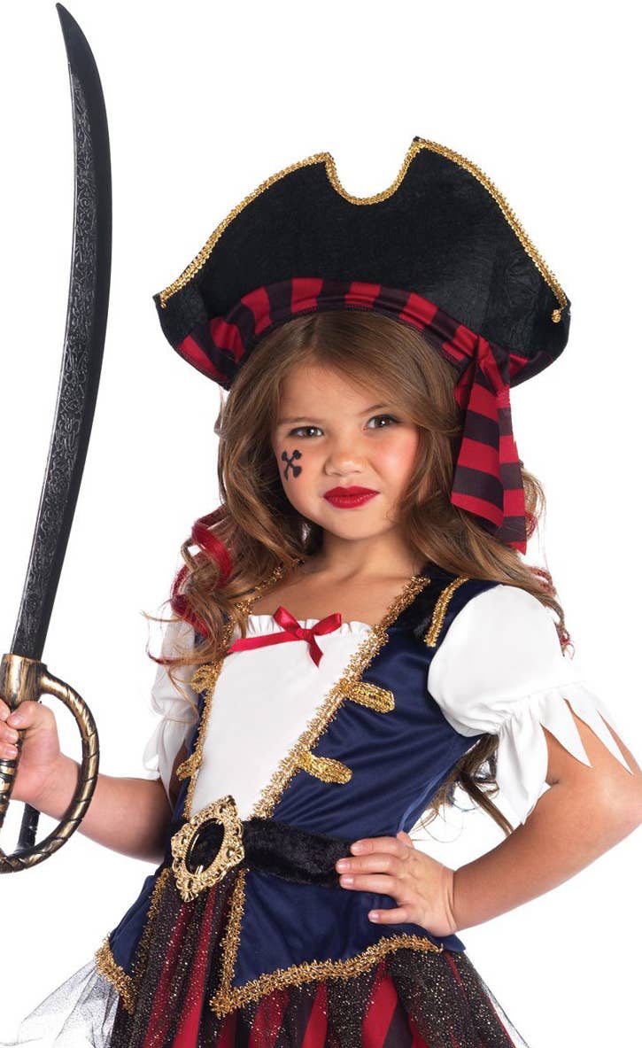 Cute Girls Caribbean Pirate Costume Close Up Image