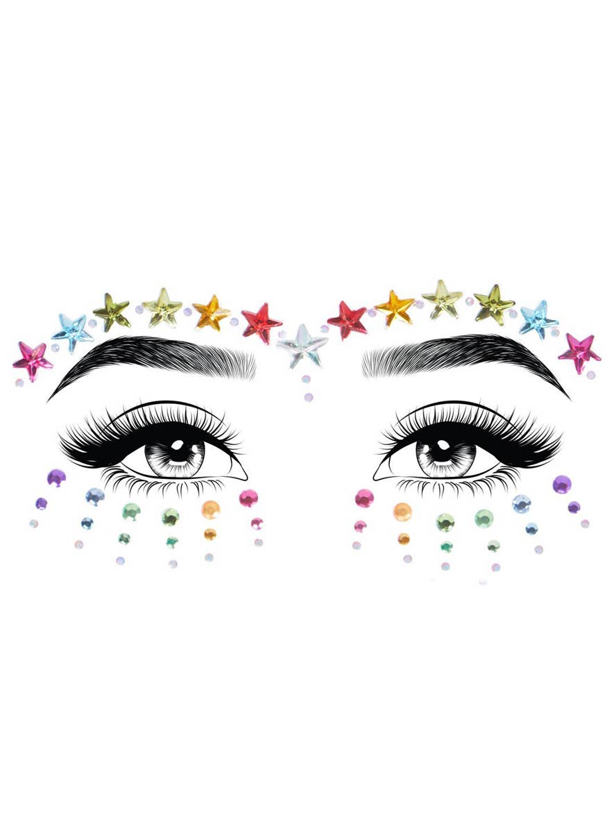 Stick On Rainbow Star Face Jewels Alternate Image