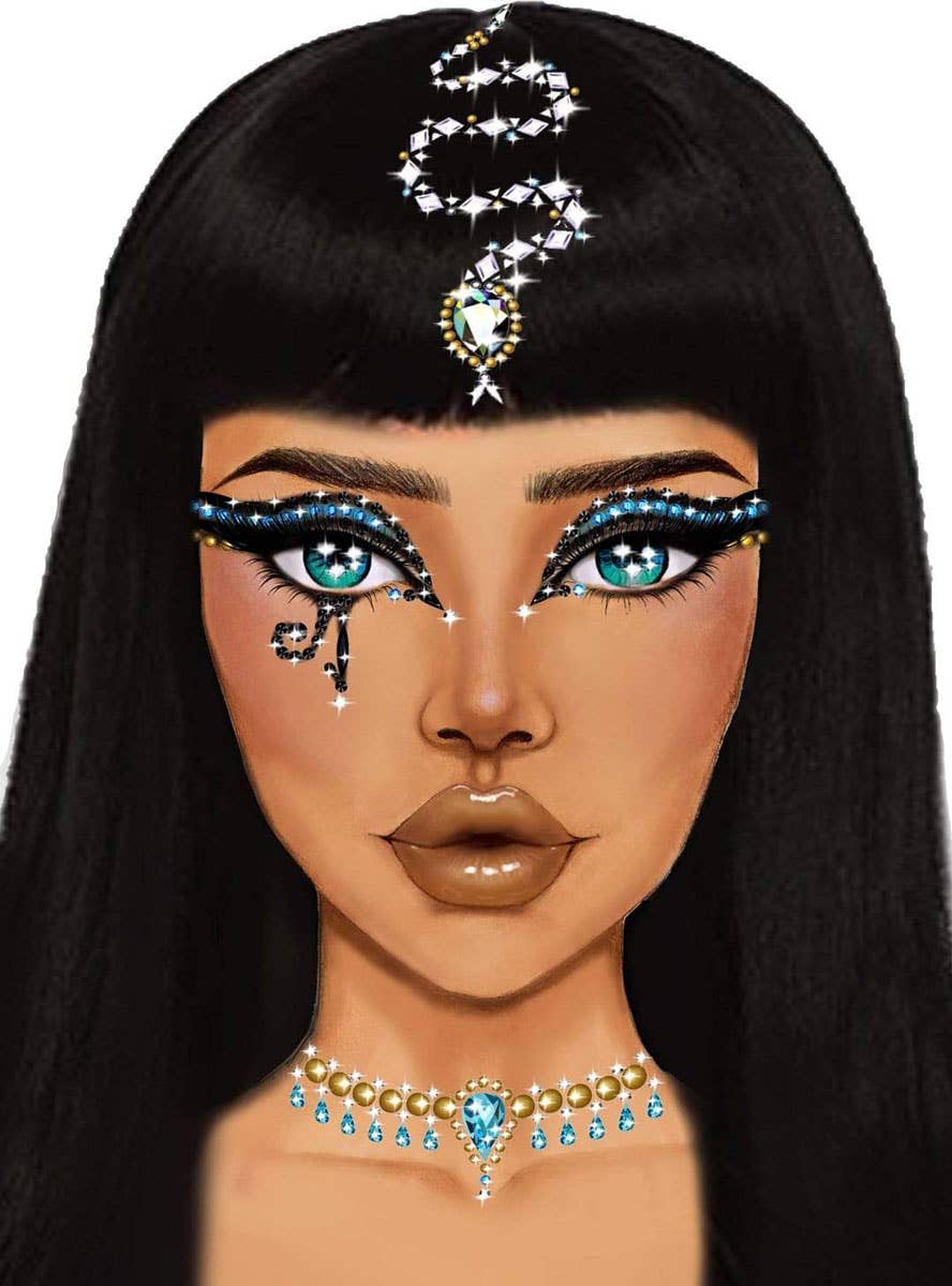 Egyptian Queen Cleopatra Self Adhesive Face and Hair Gems - Example Image