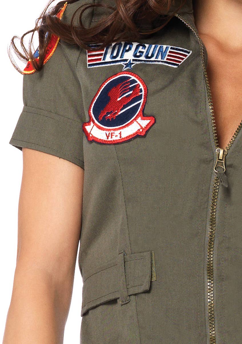 Womens Sexy Top Gun Flight Dress 80s Movie Costume Detail 2 Image