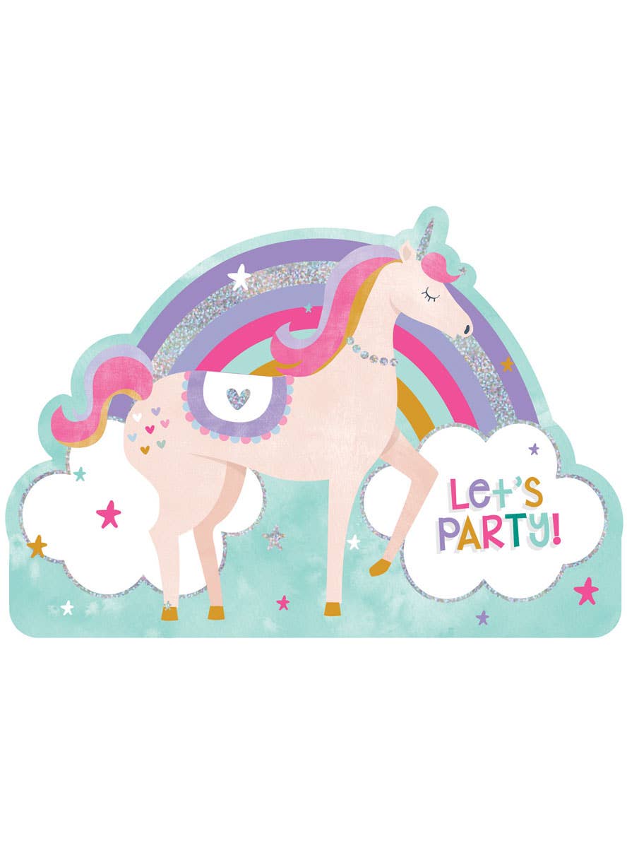 Image of Pastel Unicorn Let's Party 8 Pack Party Invites