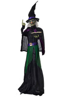 Life Size Animated Witch Holding Spell Book Halloween Decoration with Lights and Sounds - Main Image