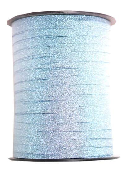 Image of Light Blue Glitter 227m Long Flat Curling Ribbon