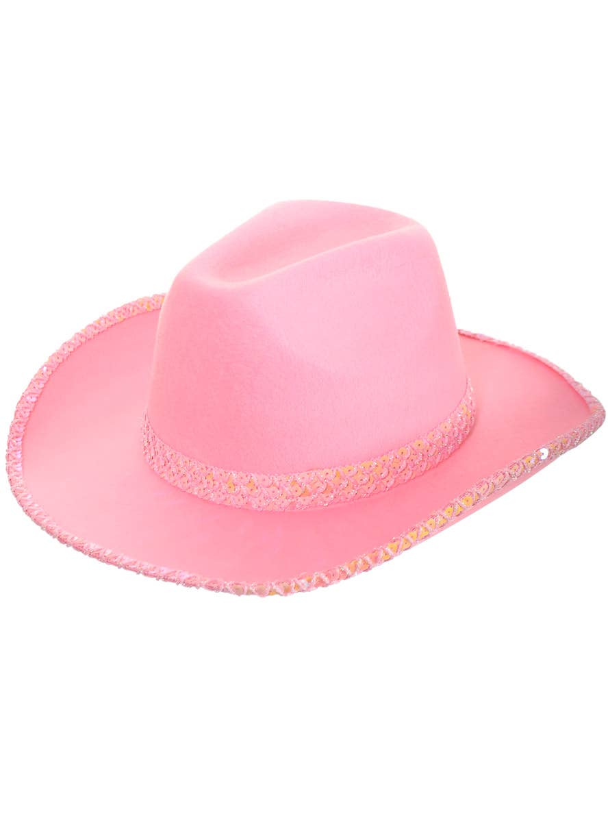 Image of Light Pink Cowgirl Hat with Sequin Trim