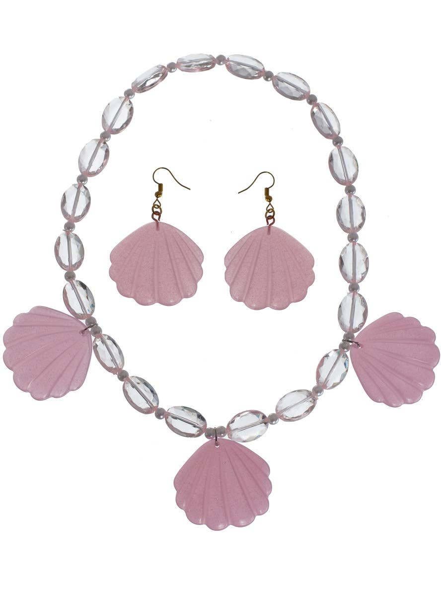 Image of B-Doll Pink Shell Necklace And Earrings Costume Jewellery Set