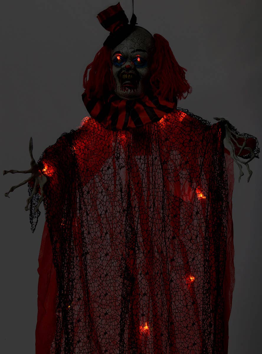Image of Freak Show Scary Clown Hanging Halloween Decoration with Lights - Light Up Image