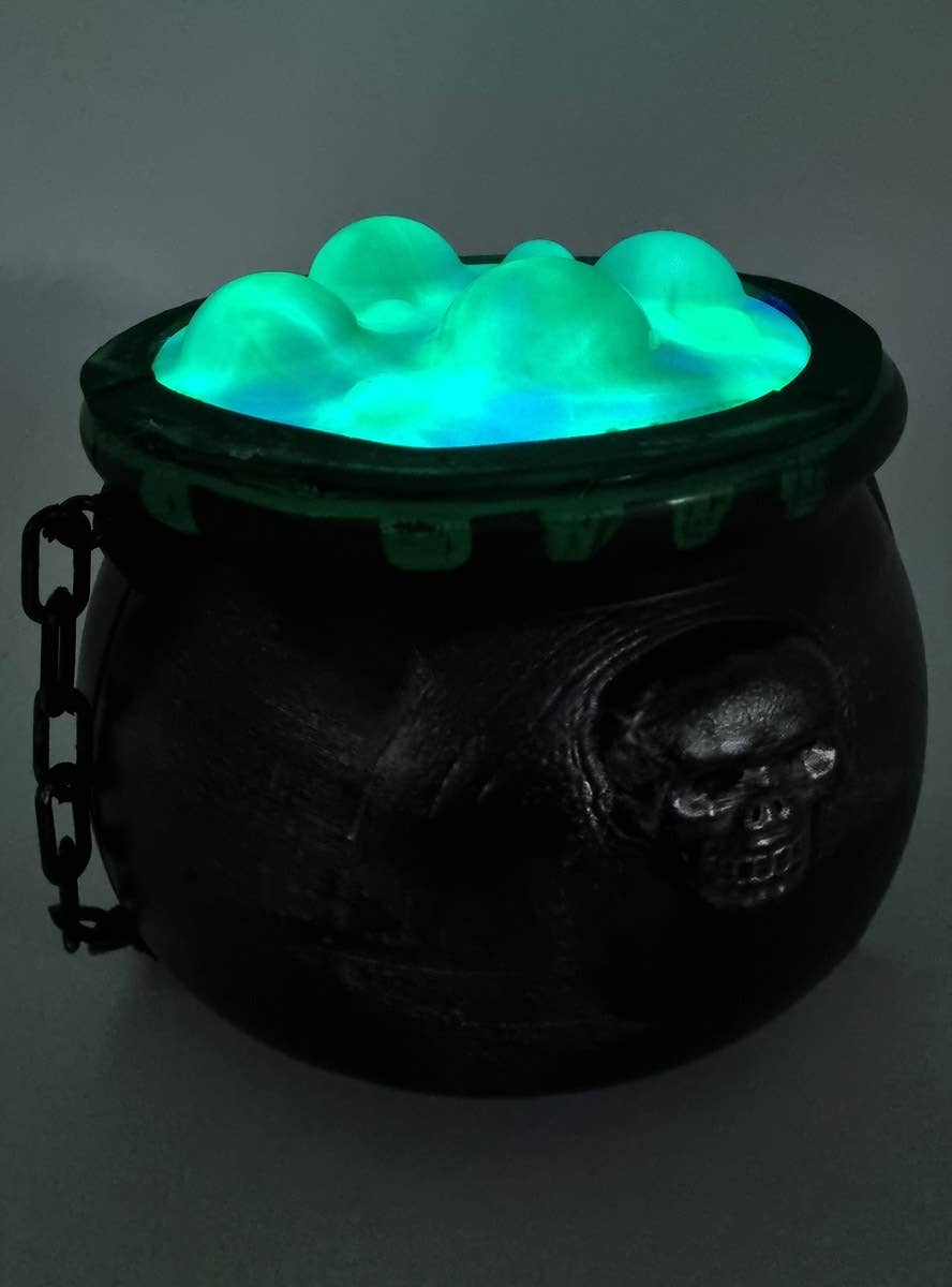 Image of Light Up Green Bubbling Cauldron Halloween Decoration - Lit Up Image