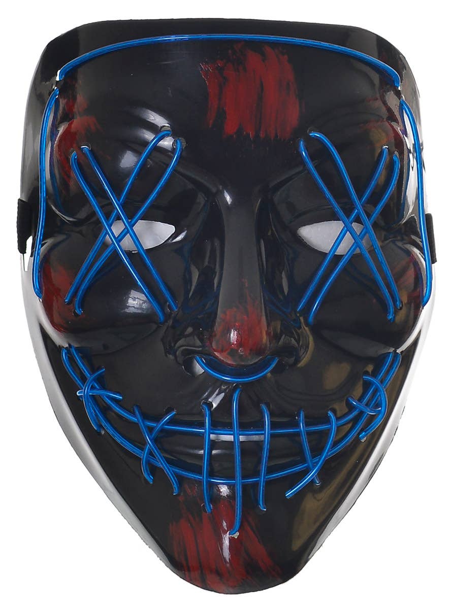 Image of Light Up Neon Blue Purge Mask Halloween Accessory - Alternate Image