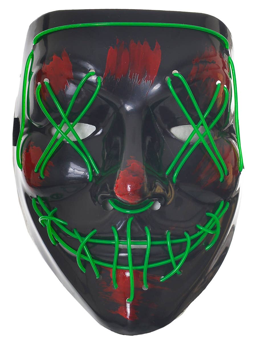 Image of Light Up Neon Green Purge Mask Halloween Accessory - Alternate Image