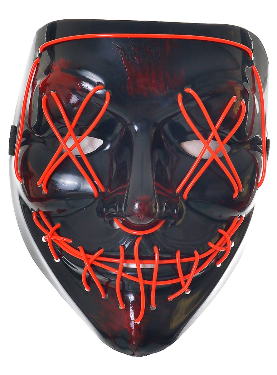 Image of Light Up Neon Orange Purge Mask Halloween Accessory