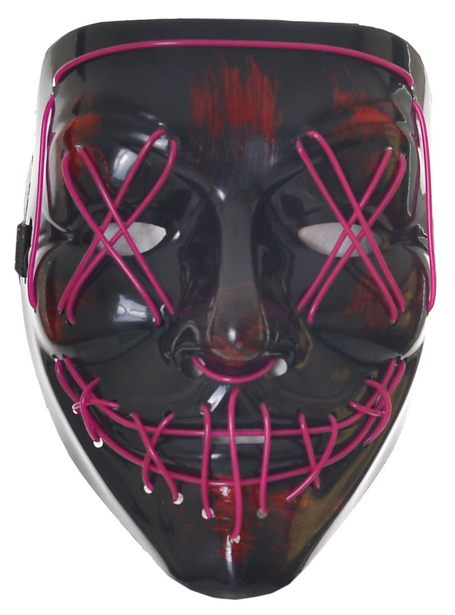 Image of Light Up Neon Pink Purge Mask Halloween Accessory