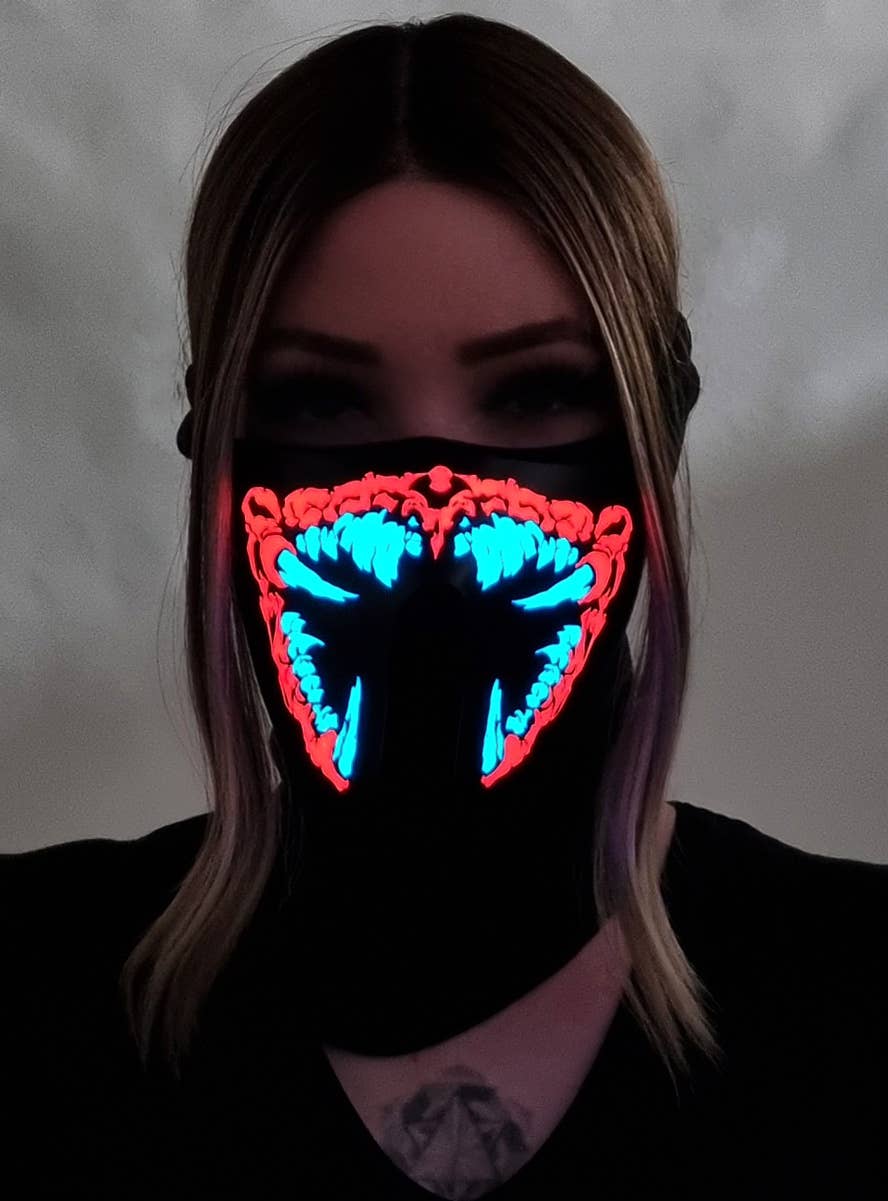 Image of Sound Activated Monster Red and White Teeth Light Up Mask - Light Up Image