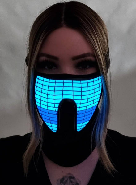 Image of Sound Activated Purple and Teal Wave Light Up Mask - Light Up Image