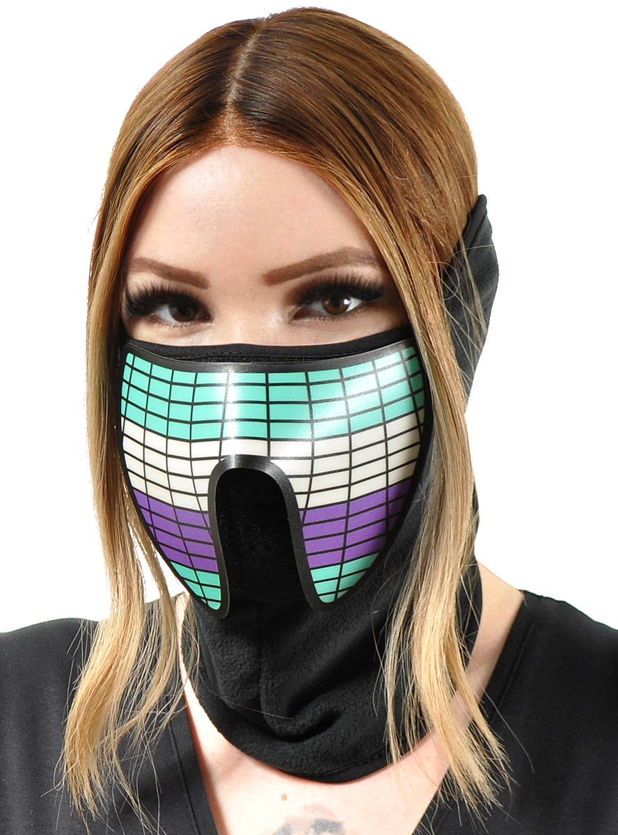 Image of Sound Activated Purple and Teal Wave Light Up Mask