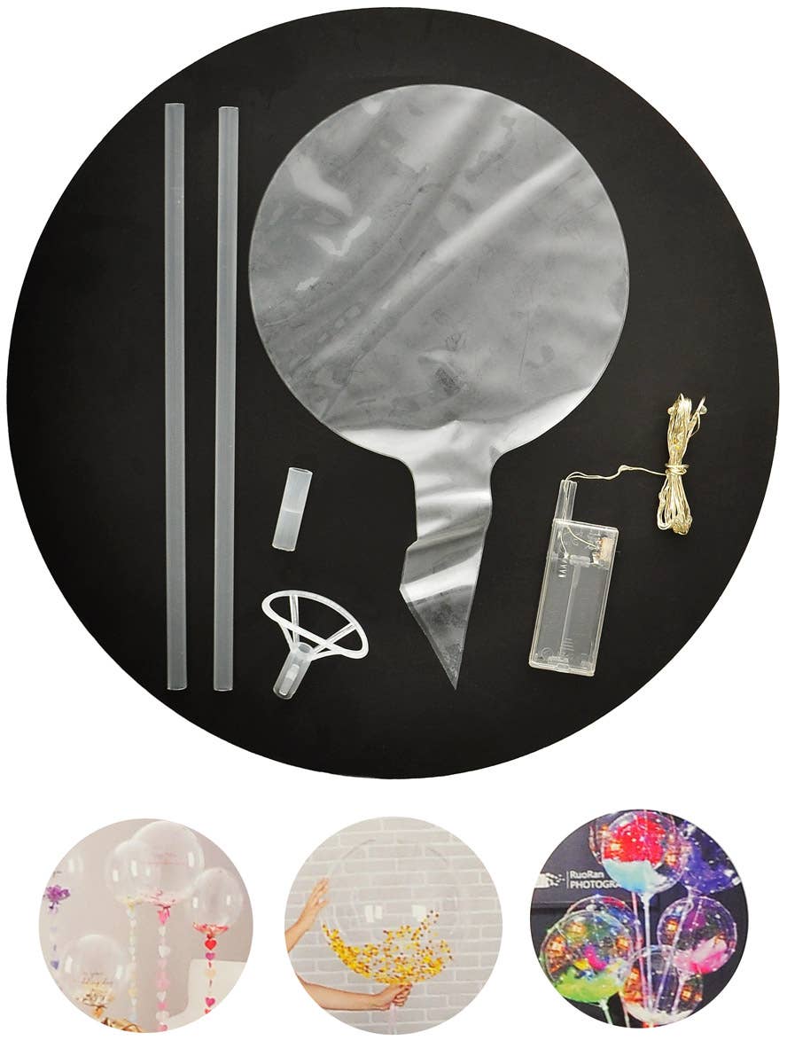 Image of Fillable Light Up Stretchy Plastic Balloon Kit