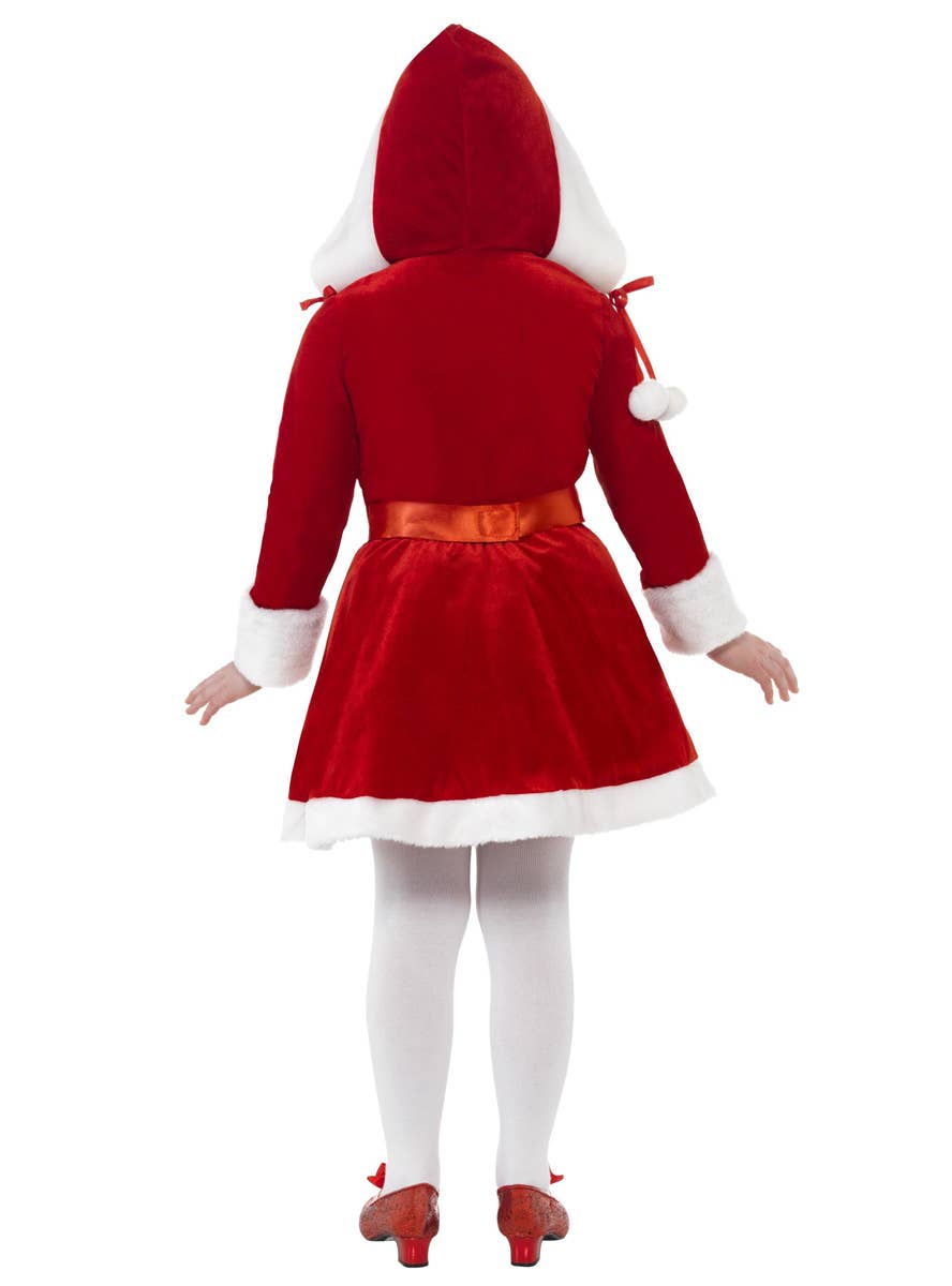 Image of Little Miss Santa Girl's Christmas Dress Up Costume - Back View
