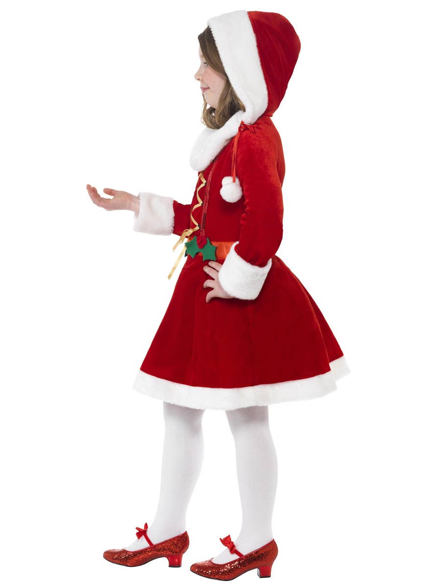 Image of Little Miss Santa Girl's Christmas Dress Up Costume - Side View
