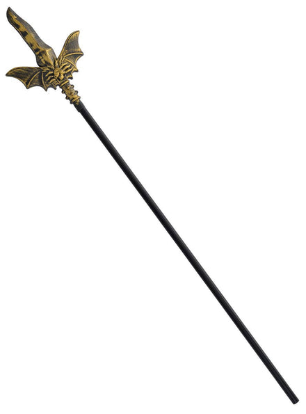 Image of Long Aged Gold Medieval Spear Costume Weapon