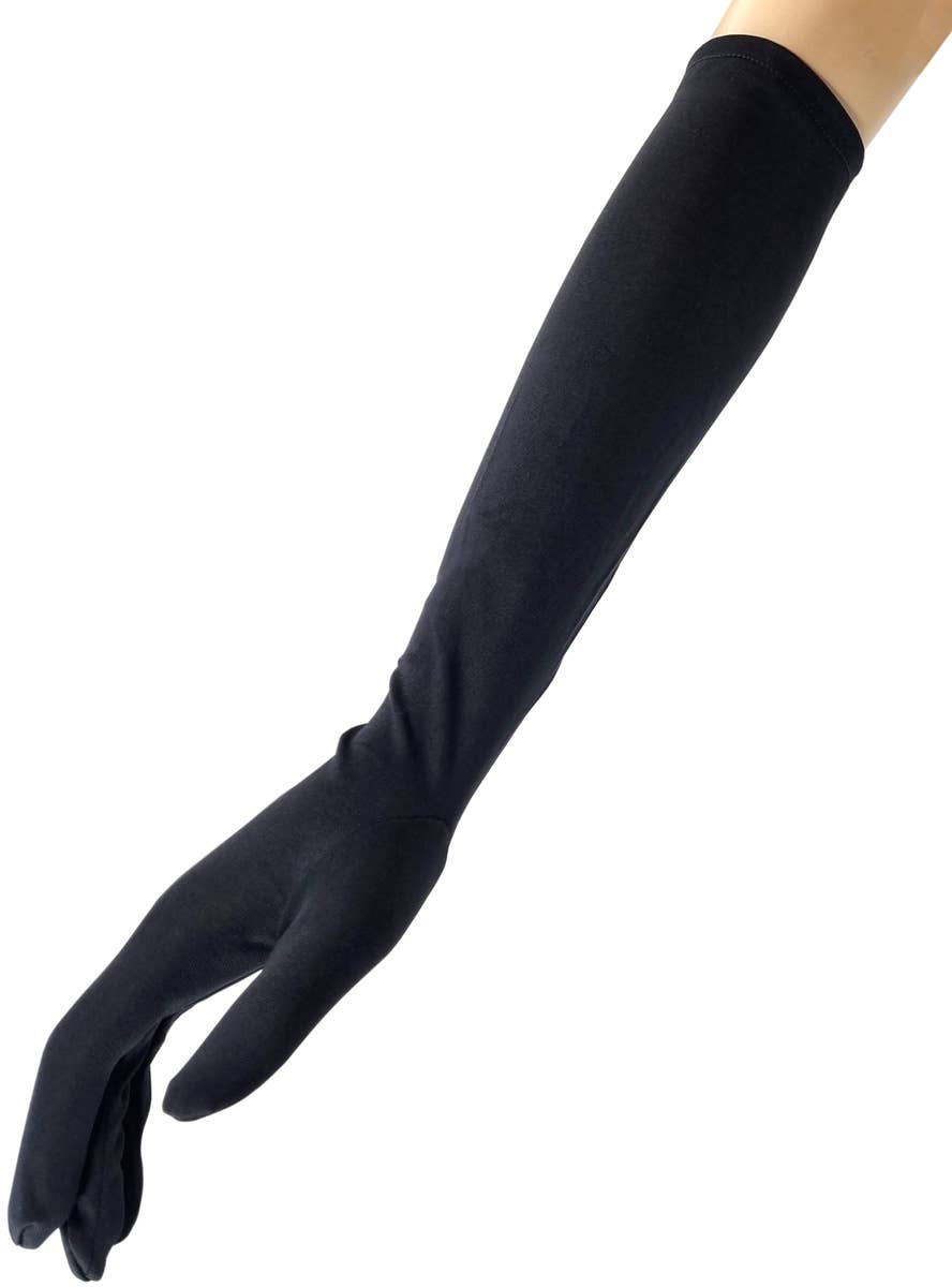 Image of Elbow Length Black 45cm Long Costume Gloves