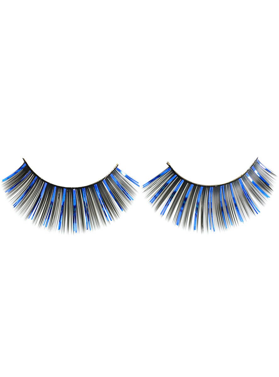 Image of Long Black and Blue Tinsel False Eyelashes - Main Image