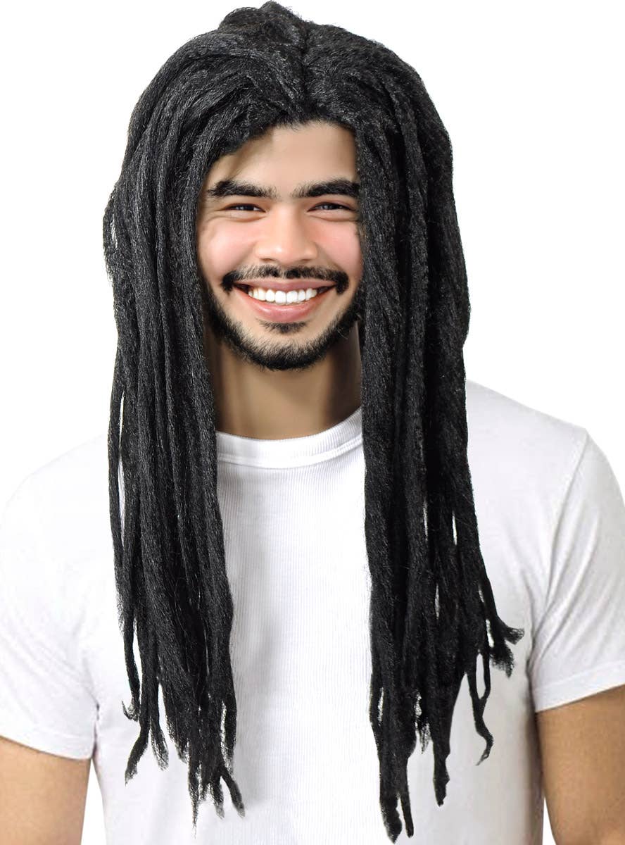 Image of Long Black Rasta Men's Dreadlocks Costume Wig