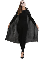 Image of Mid-Length Black Halloween Cape with Collar - Main Image
