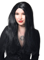 Image of Long Black Morticia Women's Halloween Costume Wig - Main Image