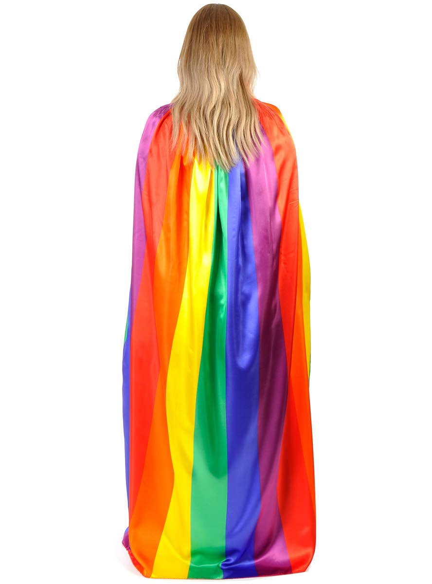 Image of Long Mardi Gras Rainbow Flag Costume Cape