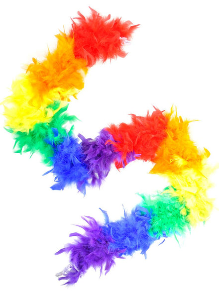 Image of Fluffy Rainbow Feather Mardi Gras Costume Boa