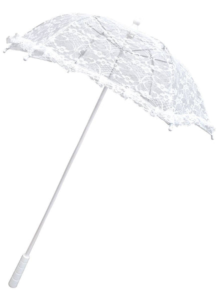 Image of Ruffle White Lace Parasol Costume Accessory