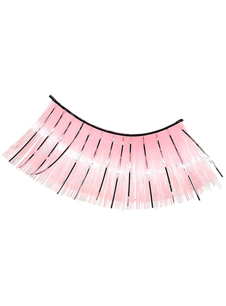 Image of Long Light Pink False Eyelashes with Silver Tinsel - Close Image