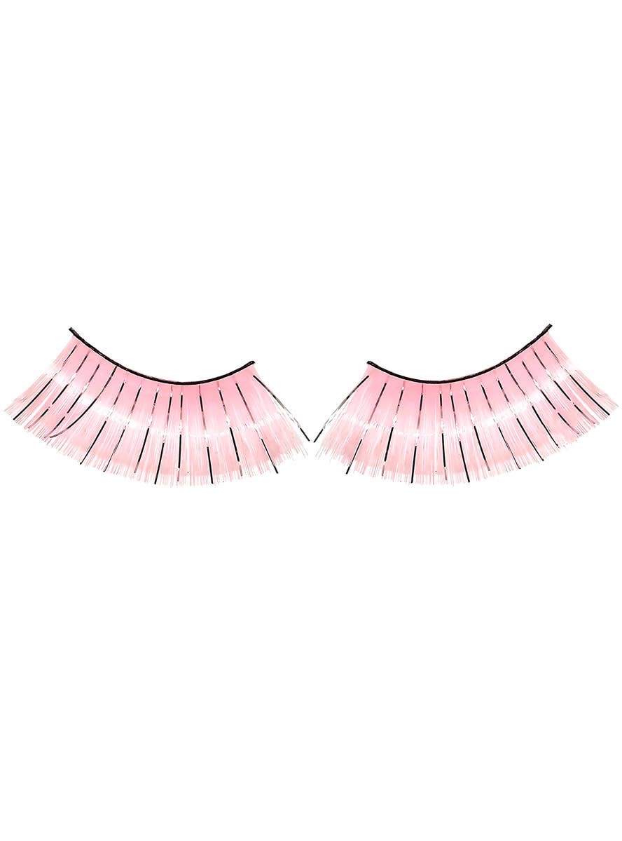 Image of Long Light Pink False Eyelashes with Silver Tinsel - Main Image