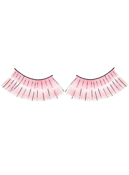 Image of Long Light Pink False Eyelashes with Silver Tinsel - Main Image