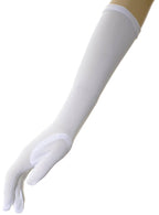 Image of Elbow Length Stretchy White Costume Gloves