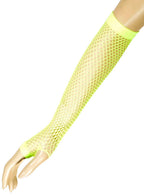 Image of Long Neon Green 1980s Fishnet Costume Gloves