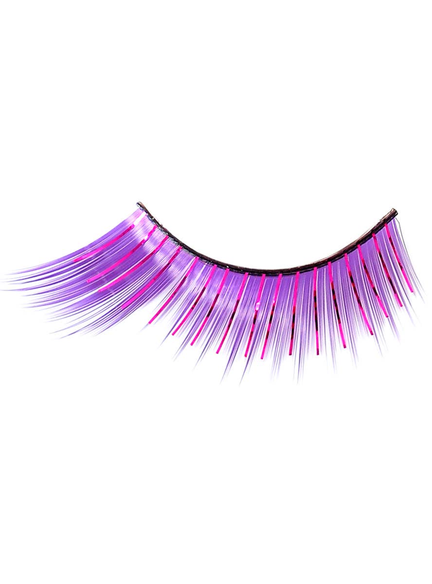 Image of Winged Purple False Eyelashes with Tinsel Highlights - Close Image