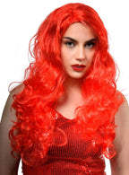 Image of Long Curly Bright Red Women's Costume Wig