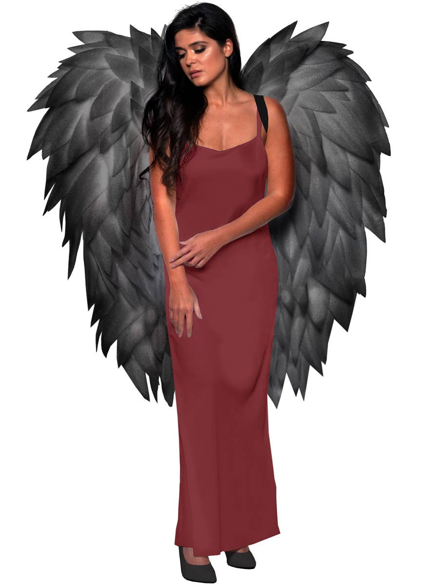 Image of Long Slate Black Featherless Fallen Angel Costume Wings