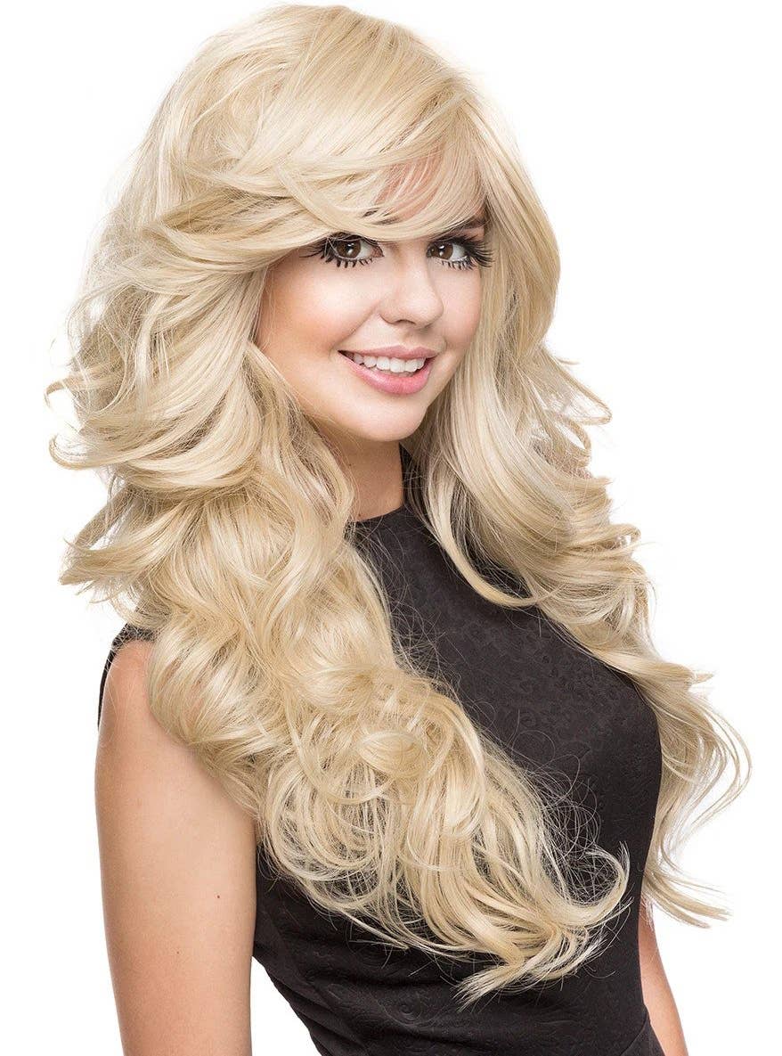 Long Wavy Blonde Farrah Fawcett Women's Fashion Wig - Side Image