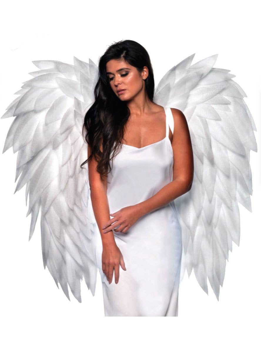 Image of Long White Featherless Divine Angel Costume Wings
