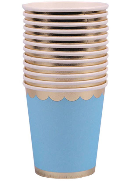 Image of Blue and Gold Foil 12 Pack Paper Cups