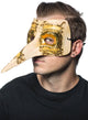 Cream and Gold Men's Long Nose Music Notes Masquerade Mask Side