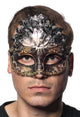 Silver and Gold Men's Roman Style Masquerade Mask - View 1