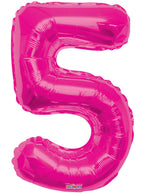 Image of Magenta Pink 87cm Number 5 Party Balloon
