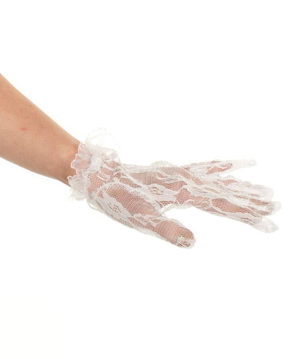 Elegant Short White Lace Costume Gloves