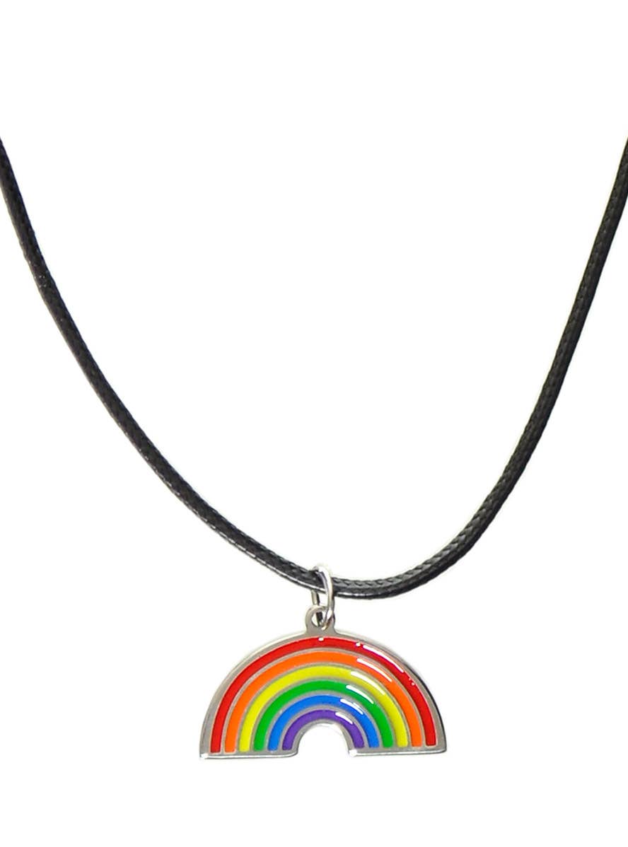 Image of Rainbow Pendant Mardi Gras Costume Necklace - Close Image