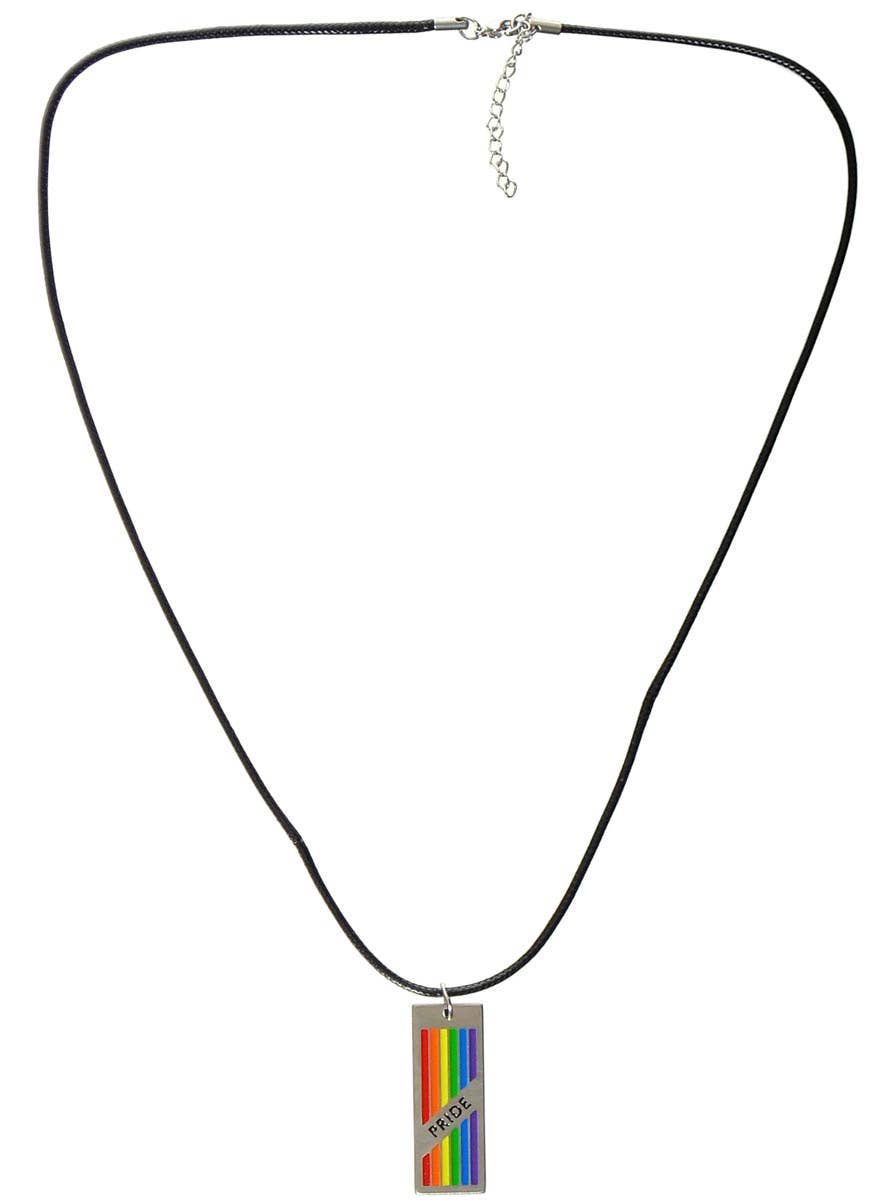 Image of Rainbow Pride Dog Tag Mardi Gras Costume Necklace - Main Image