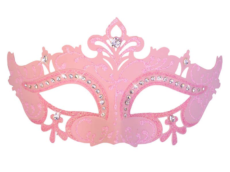 Light Pink Glitter and Cut Outs Masquerade Mask - Face Mask Image